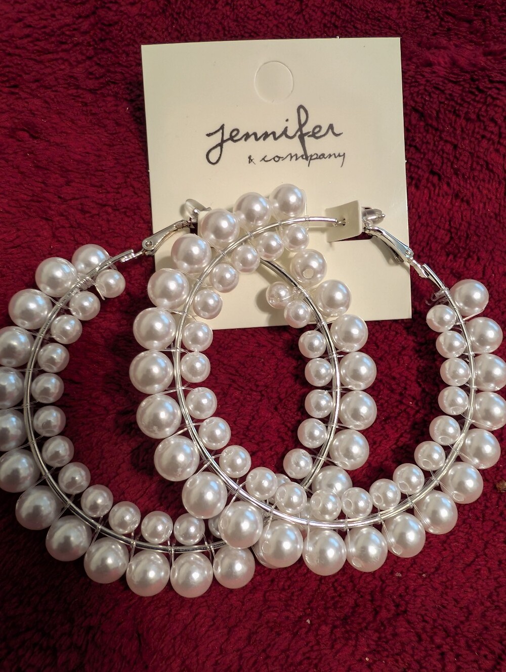 Jennifer & Company  Pearl Hoop Earrings| NWT